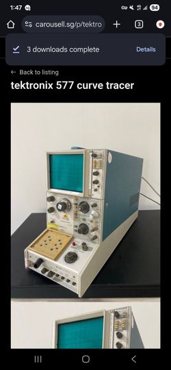 Tektronix 577 curve tracer with a green CRT display