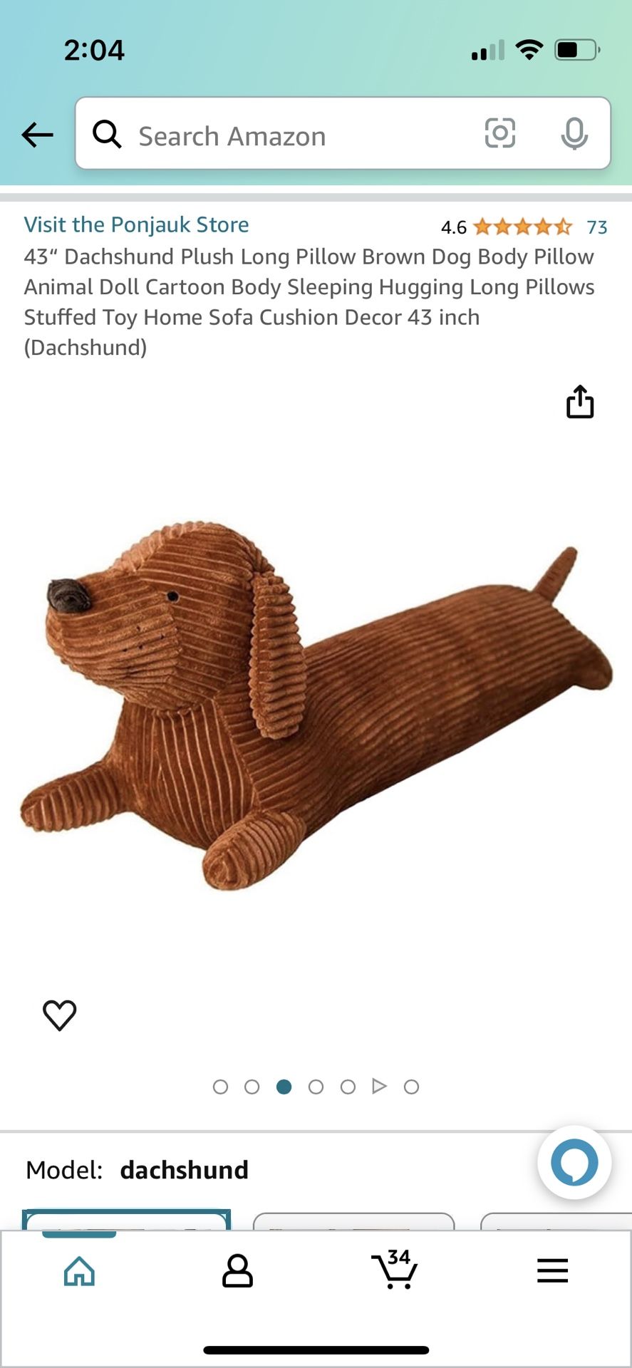 Dachshund/Wiener Dog Bolster pillow Stuffy