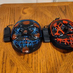 Brand New 2 LED Glow in the Dark  Face Masks Black Blue Red Adult Unisex