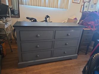 Gray 6-Drawer Wood Dresser