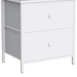 White Nightstands Set of 2, 2 Drawer Dresser