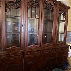 brown china cabinet 