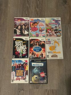 7 Nintendo Wii Games and 1 Nintendo GameCube Monsters, Inc. Game