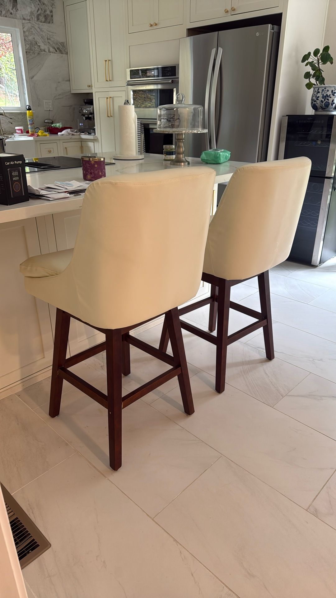 Set Of 2 Off White Bar Stool / Chairs