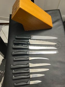 New, Unused Kitchen Knife Set with Wooden Block