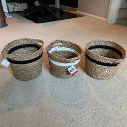 New: Set of 3 Natural Storage baskets