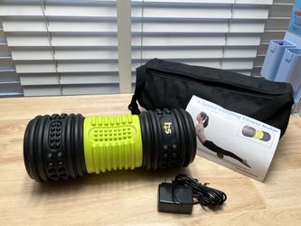HealthSmart 4-Speed Vibrating Exercise Roller Foam–Deep Tissue Massage Muscle Recovery & Pain Relief for Full Body | Electric foam