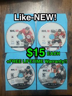 🏒 NHL PS3 Games – NHL 09, 10, 11, 13 ($15 Each)
