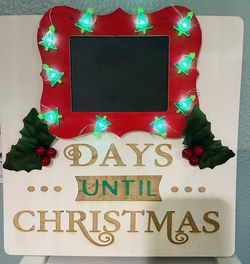 Wood Engraved Lighted Countdown Till Christmas With Chalkboard
