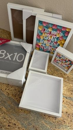 9 White Shadow Box Frames – Assorted Sizes – Cricut & DIY Craft Bundle