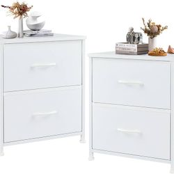 DUMOS Nightstand Small Dresser with 2 Fabric Drawers Side Tables Bedroom End Table Kids Bedside Storage Furniture for 20 inch Tall Night Stand for Clo