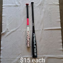 2 Bats, Includes (31" Rawlings USA Baseball, & 25" Worth T-ball) Price Is $15 Each