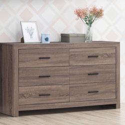 Coaster Home Furnishings Brantford Farmhouse 59-inch 6-Drawer Bedroom Dresser Clothing Storage Cabinet Wide Chest of Drawers Organizer Unit Barrel Oak