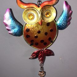 Owl Wind Chimes In Bright Colors 