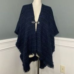 Vince Camuto Fringe Tweed Poncho 