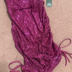New Xs pin& sequin stretchy ruched spaghetti strap dress  cocktail Evening