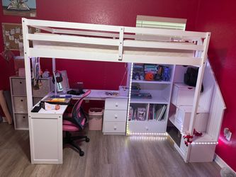 White twin loft bed