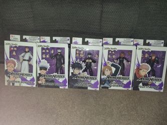 Jujutsu Kaisen Anime Heroes Action Figure Lot (5 Figures) - Gojo, Yuji, Sukuna, Megumi & Nobora