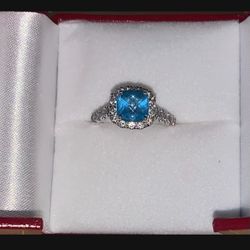 Aquamarine And Diamond Ring 