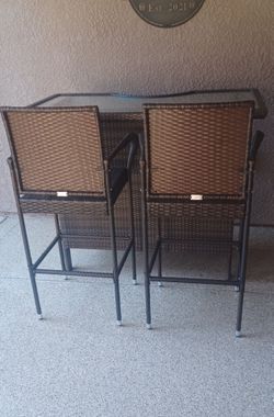 Outdoor Wicker Bar Table and 2 Chairs Set