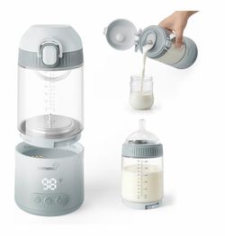 Grownsy Detachable Portable Bottle Warmer for Travel On the Go, All-in-One Milk Warmer with Nipple, Dual Heating Modes for Breastmilk & Formula, 2 Min