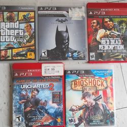 5x Sony Playstation 3 Video Games PS3 - GTA V, Batman, RDR
