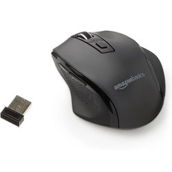 Amazon Basics Computer Mouse Wireless, Ergonomic, 2.4 GHz Optical 