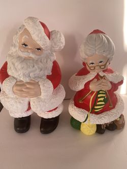 Vintage Ceramic Santa And Mrs clause
