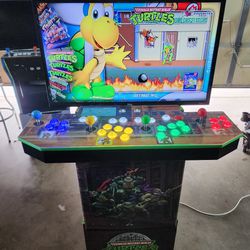 TMNT 4 Player Arcade Cabinet RPI With 32 inch Roku Smart T.V. and MINI FRIDGE