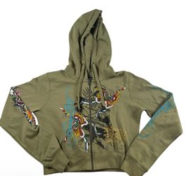 Ed Hardy Vintage Green Zipup Large
