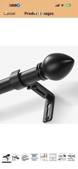 LLPJS Curtain Rods for Windows 16 to 92 inches, Curtain Rod Max Adjustable Length to 104 in, Drapery Rod 1 inch Diameter with Modern Knobs Finials (Bl