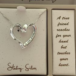 Inspirational Jewelry- A True Friend- Heart Necklace - Sterling