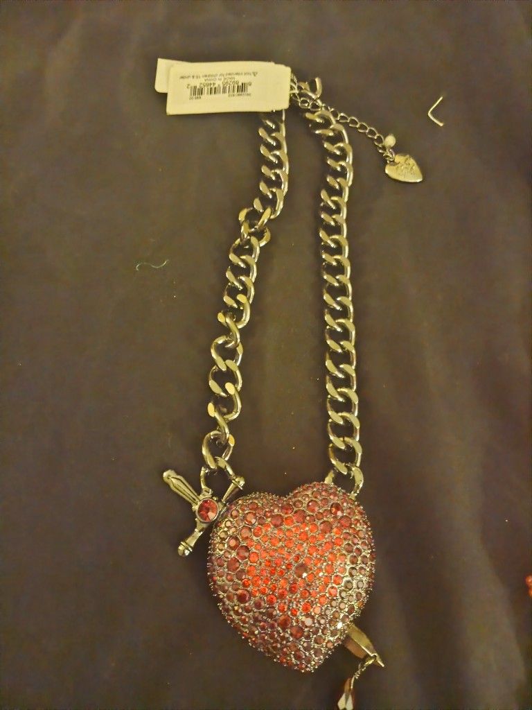 Betsy Johnson Heart And Dagger Necklace