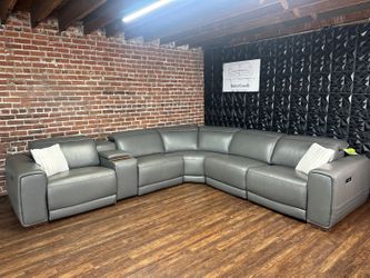 Delivery Available Costco gray leather recliner sectional couch retails 3,300