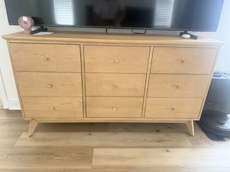 65” Wood 9-Drawer Dresser / Storage Cabinet – Natural Finish