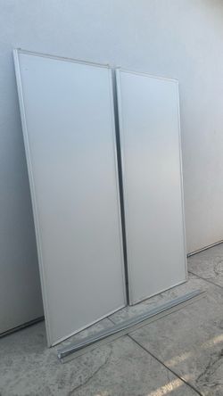 White Framed Sliding Closet Doors Set of 2