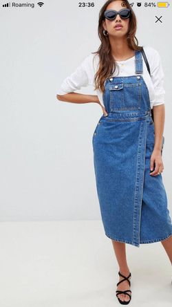 BRAND NEW ASOS MIDI BLUE DENIM OVERALL DRESS