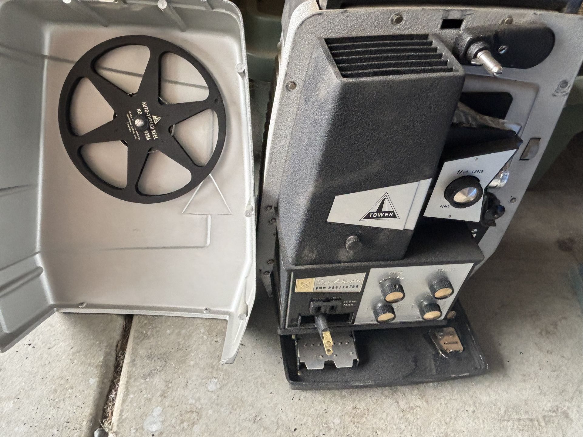Sears Super Automatic 8mm Movie Projector. Tower USA Fwd Rev Vintage