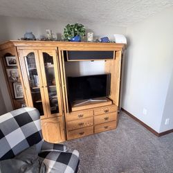 Solid Oak Entertainment Center 