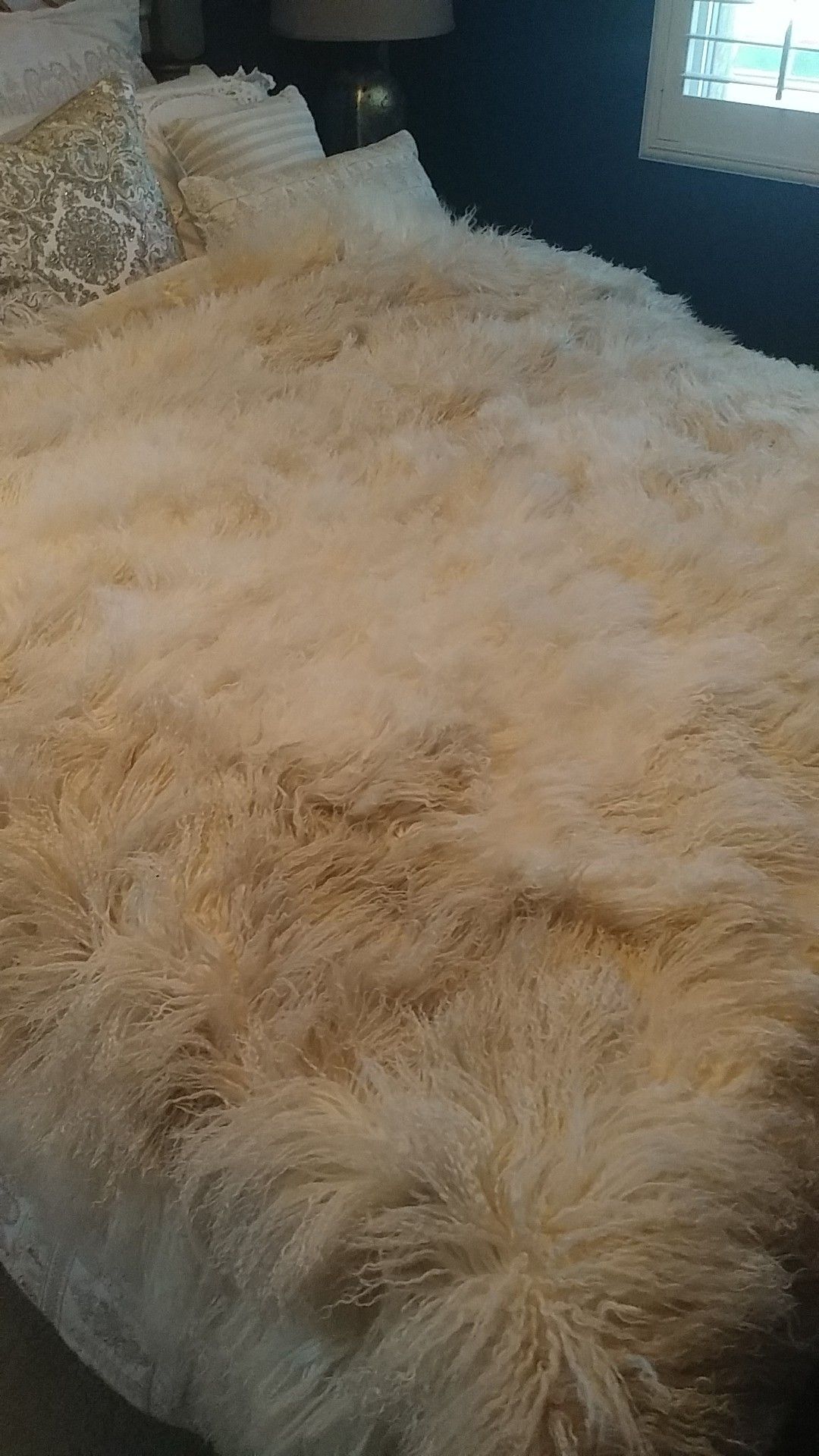 Bed Blanket ,Wool Flokati. Throw, Fuzzy Bed Cover.