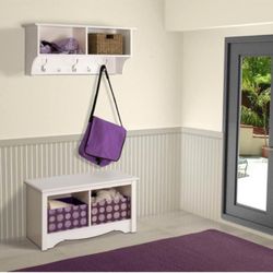 36 inch Wide Hanging Entryway Shelf, White, New in Box 