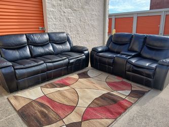 Black Leather Recliners Set