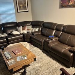 Brown Leather Leather sectional 