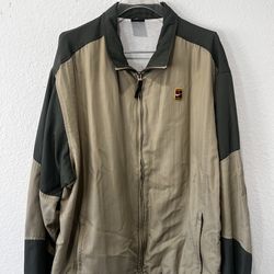 Vintage Nike Colorblock Windbreaker Zip Jacket Beige Dark Green Men's Size L