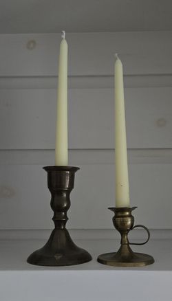 Brass candle stick holders (2)