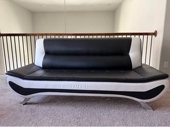 Modern Black & White Low-Profile Sofa - Contemporary Armless Couch