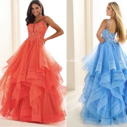 New With Tags Ellie Wilde Glitter/Sequin Tulle Long Formal Dress & Prom Dress $220