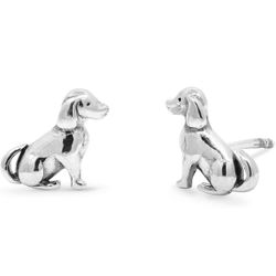 New Boma Jewelry Sterling Silver Sitting Dog Puppy Stud Earrings