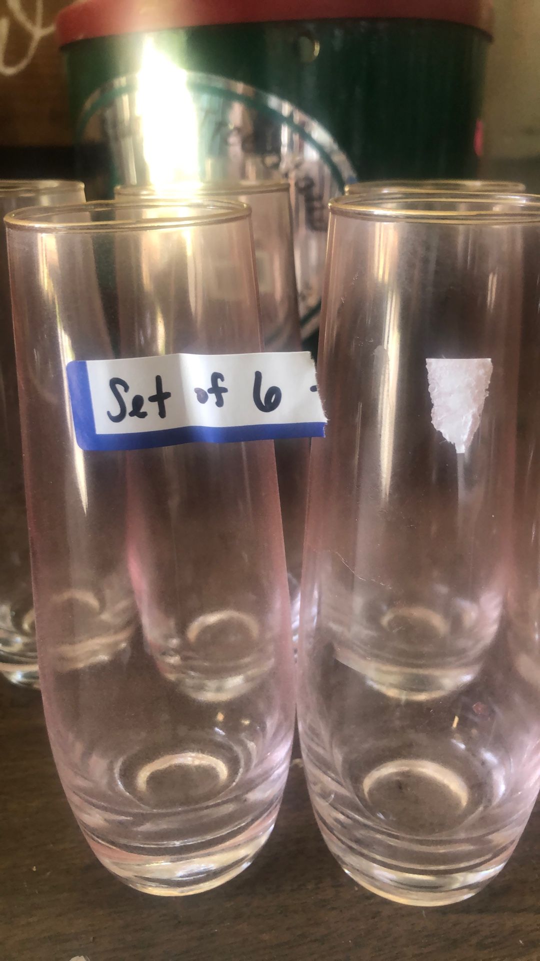 6 Rose And Gold Stemless Champagne Glasses
