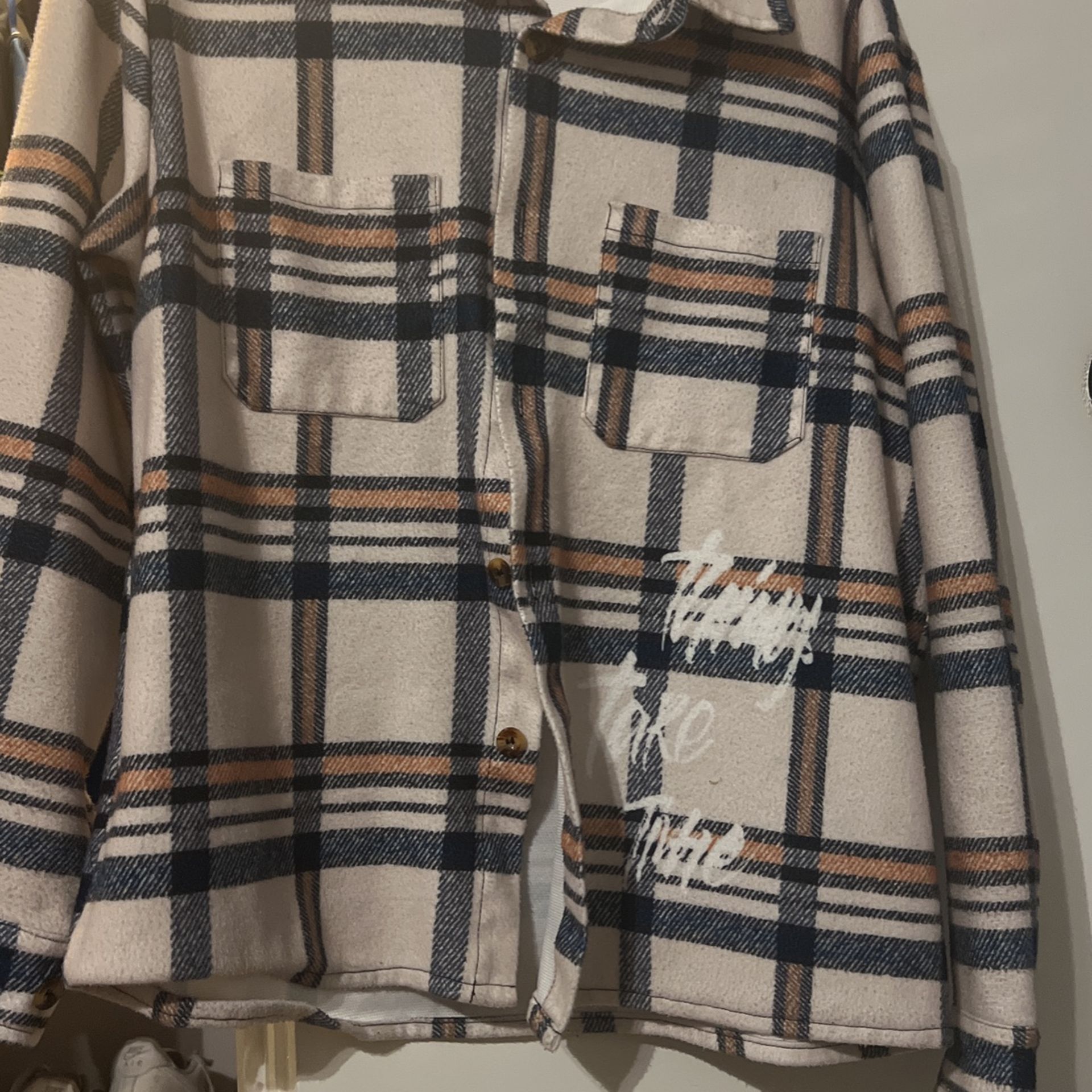 Men's Plaid Fleece Shirt Jacke